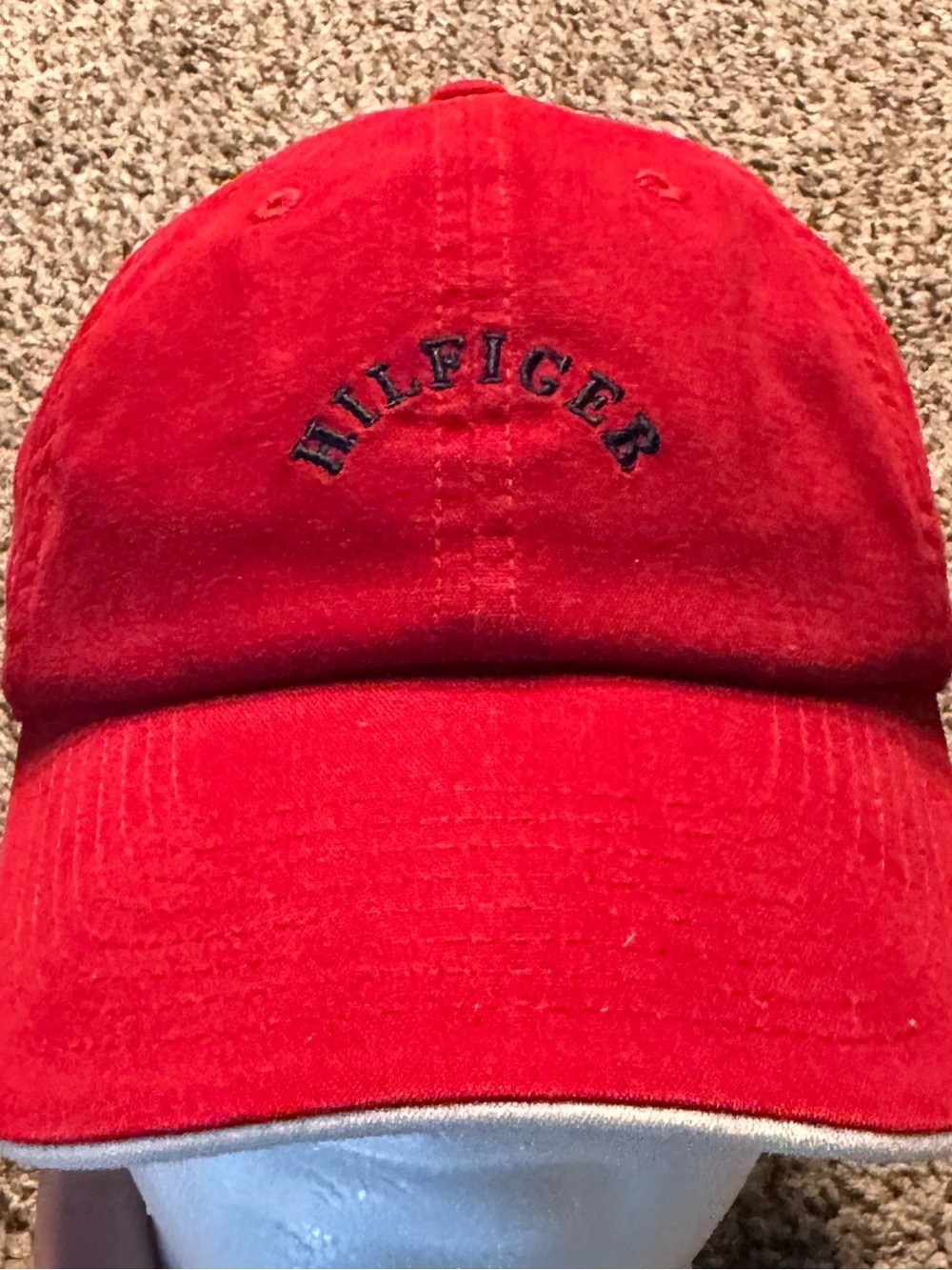 Tommy Hilfiger Bright Red Baseball Cap with Navy Logo